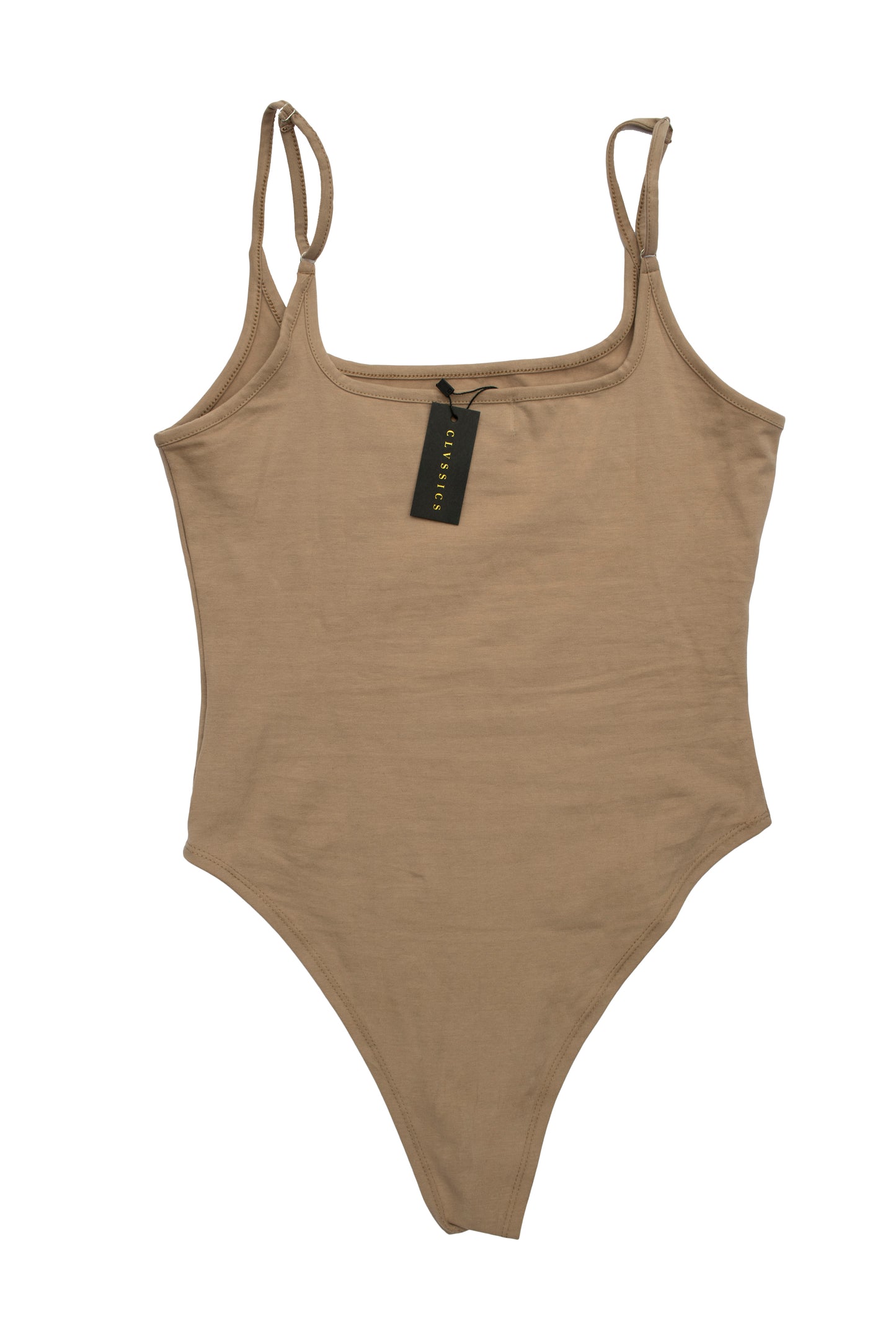 Adero Spaghetti Strap Bodysuit in Beige