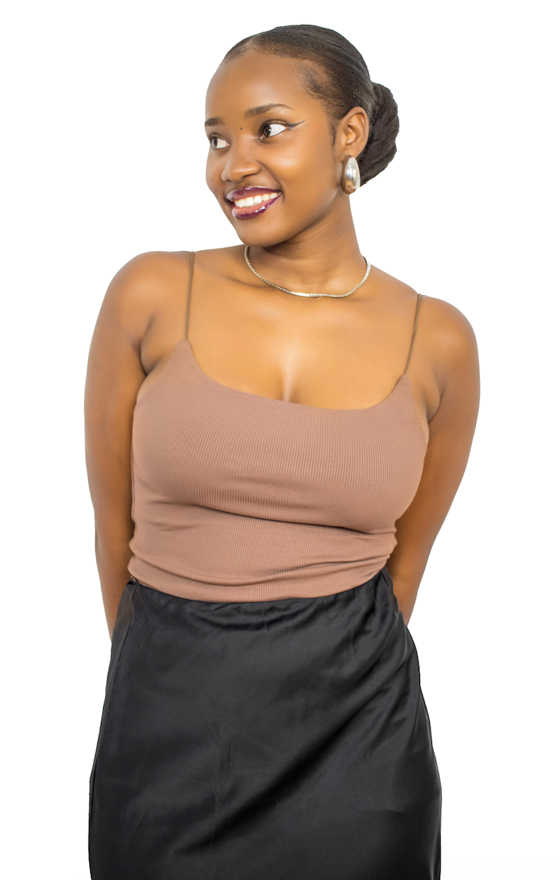 Mulungi Thin Spaghetti Strap Top in Brown