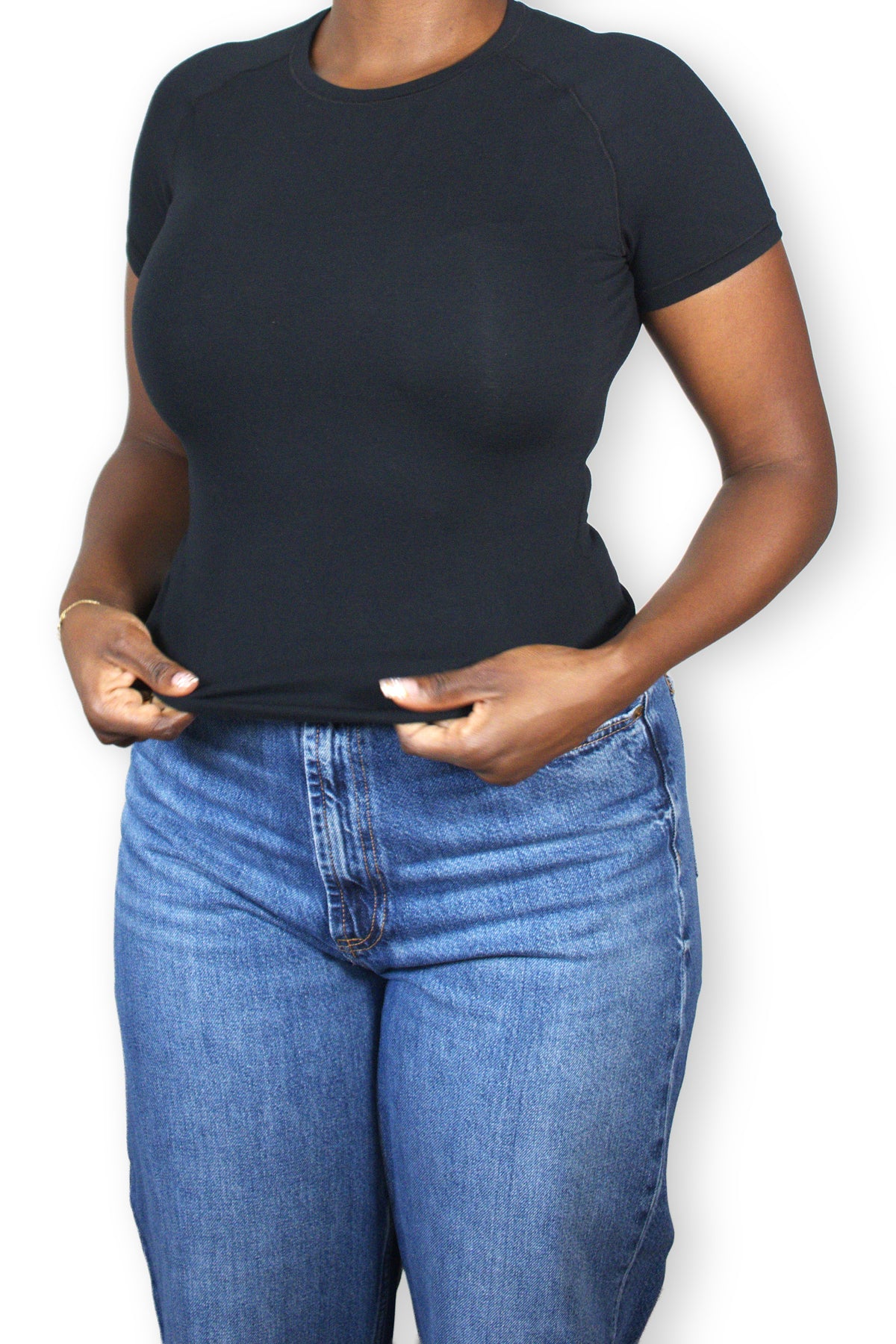 Nanziri Fitted Stretch Cotton Top in Black