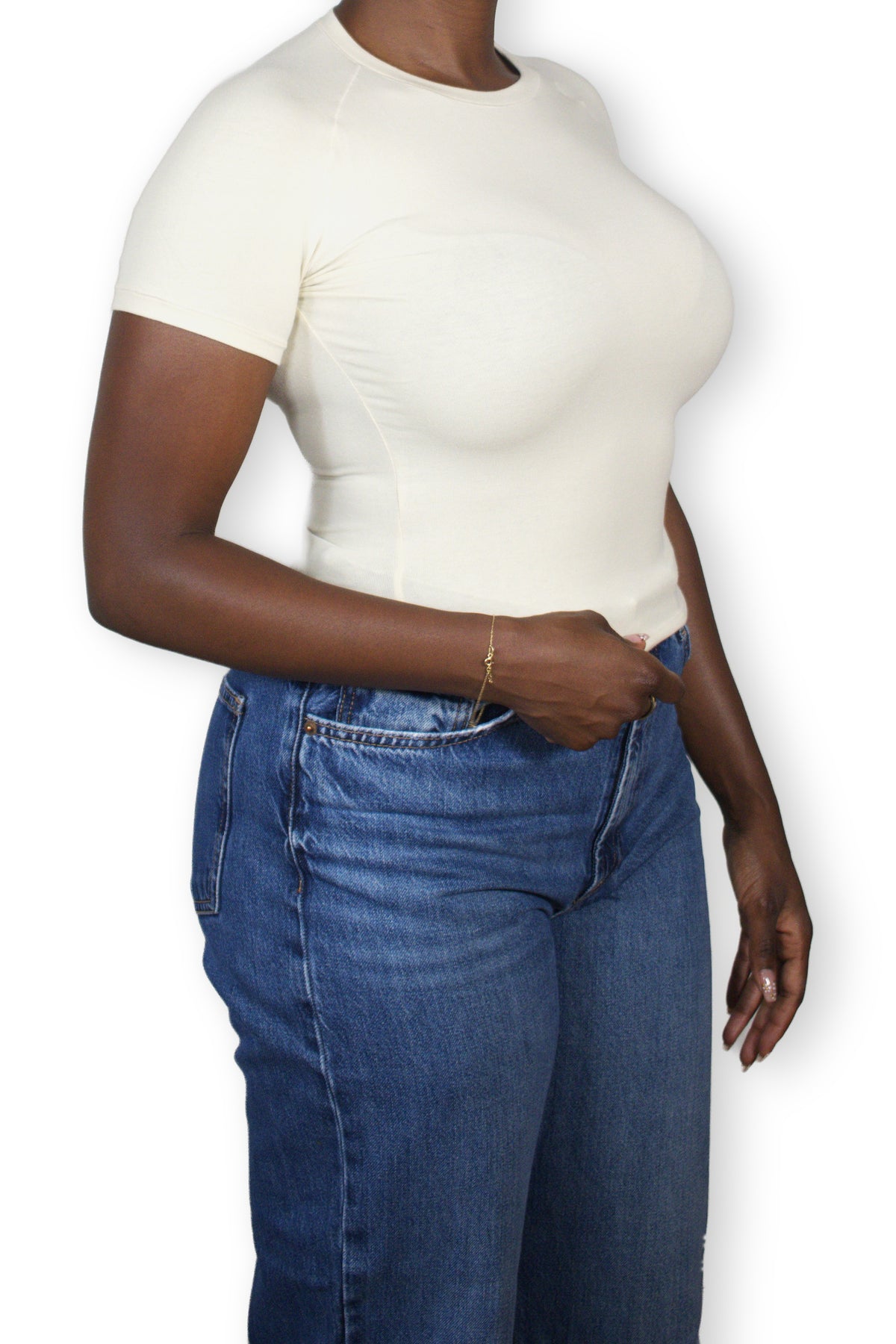 Nanziri Fitted Stretch Cotton Top in Beige