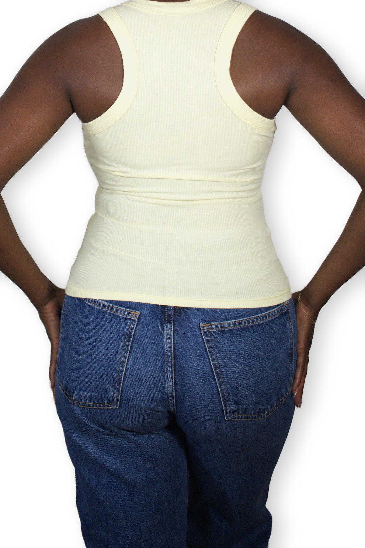 Adroa Ribbed Tank in Butter Yellow