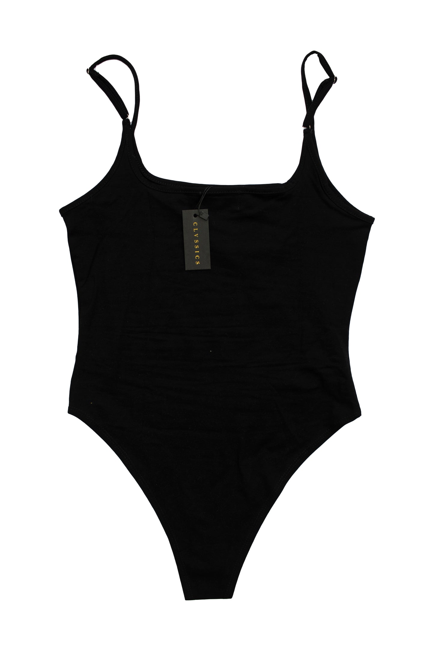 Adero Spaghetti Strap Bodysuit in Black