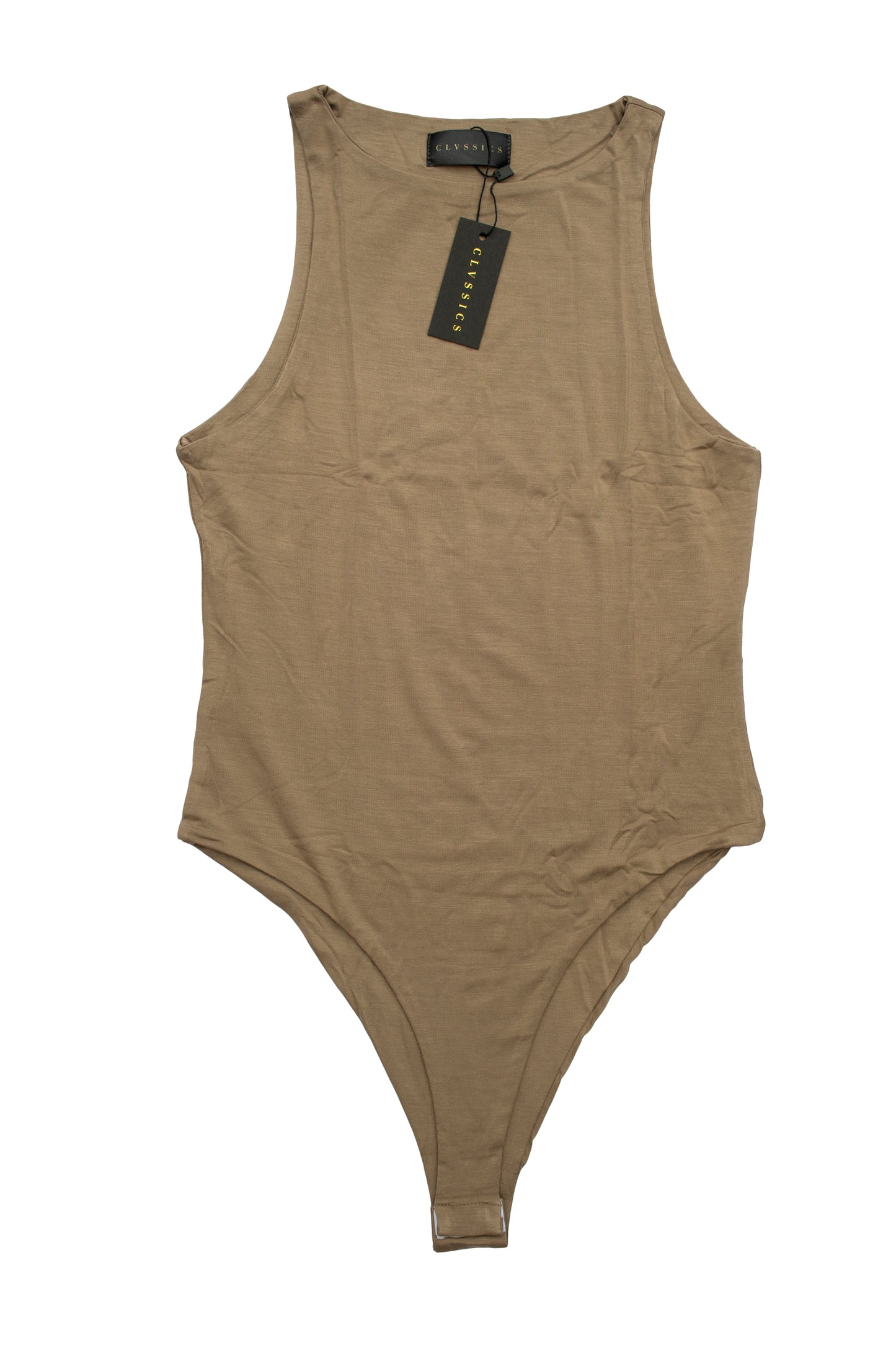 Katungi Racer Cut Bodysuit in Beige